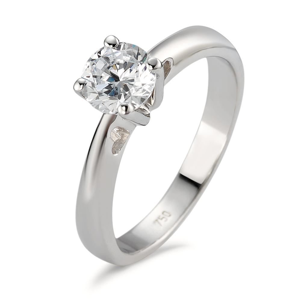 Bague solitaire Or blanc 18K Zircone-590636