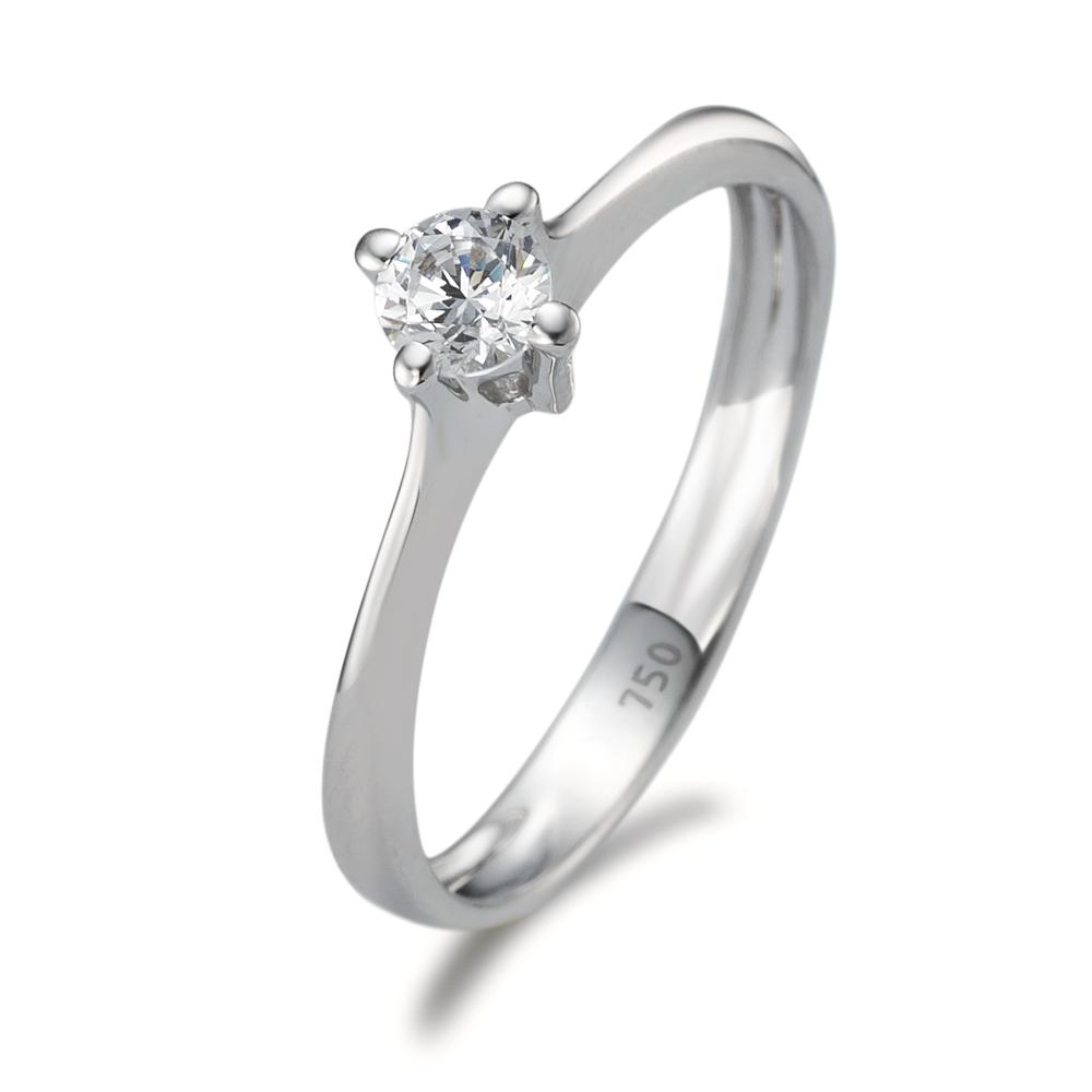 Bague solitaire Or blanc 18K Zircone-590638
