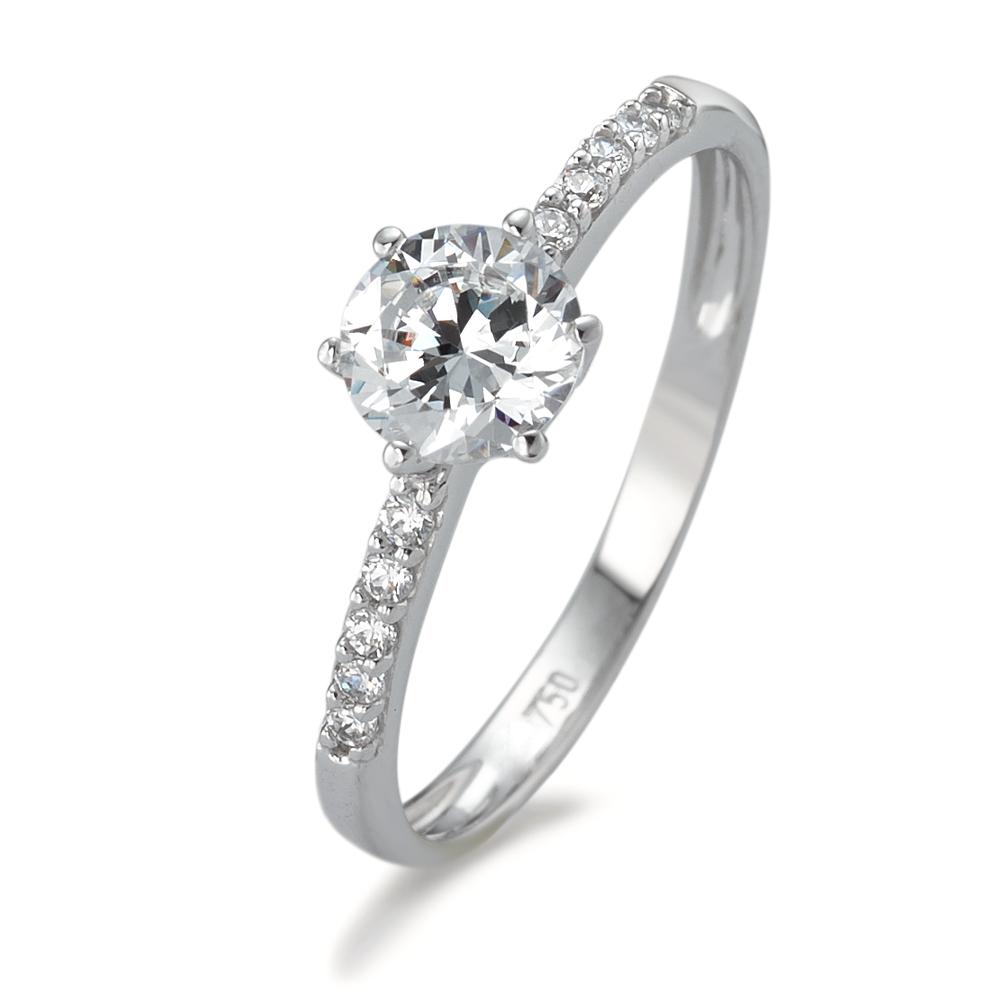 Bague solitaire Or blanc 18K Zircone-590642