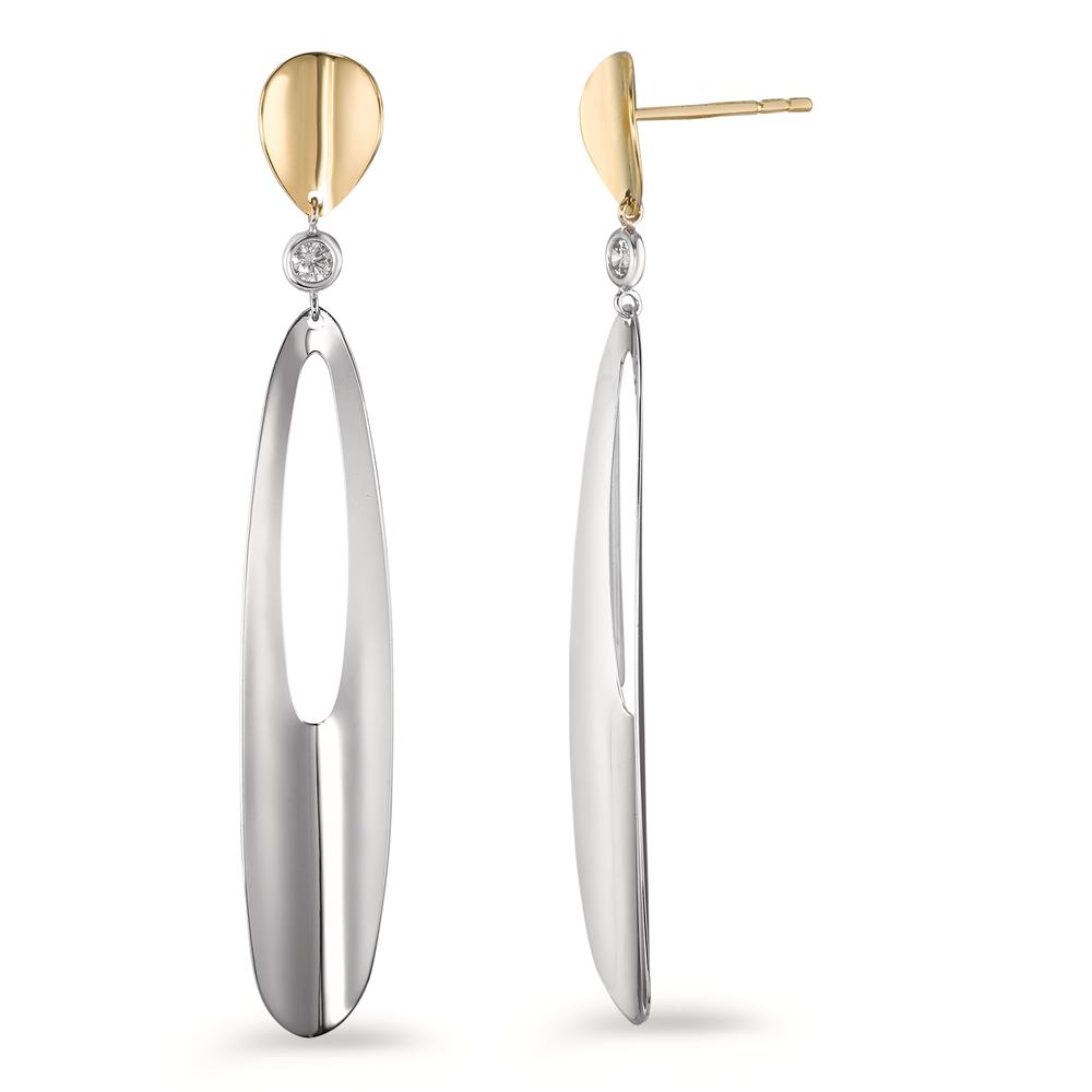 Pendant d'oreilles Or blanc 18K, Or jaune 18K Zircone 2 Pierres-590670