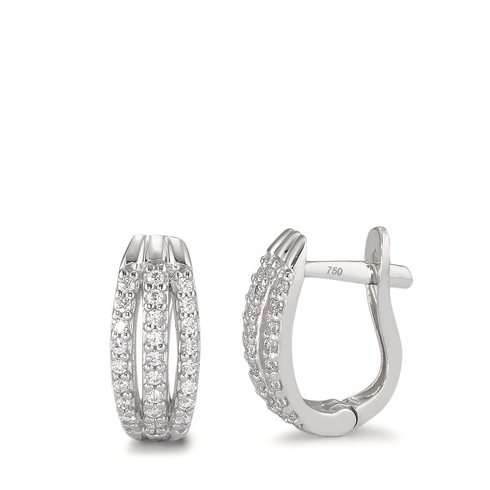 Créoles à charnières Or blanc 18K Zircone-590677