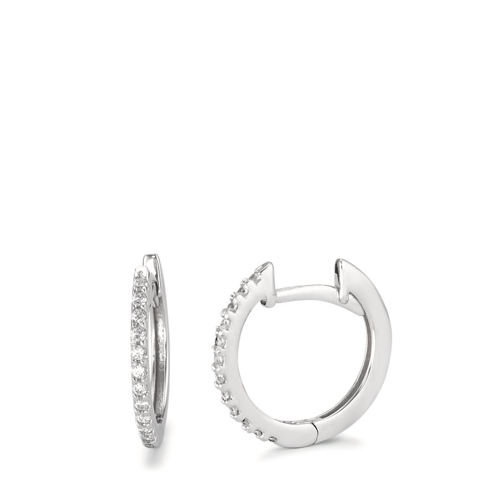 Créoles à charnières Or blanc 18K Zircone 24 Pierres-590678