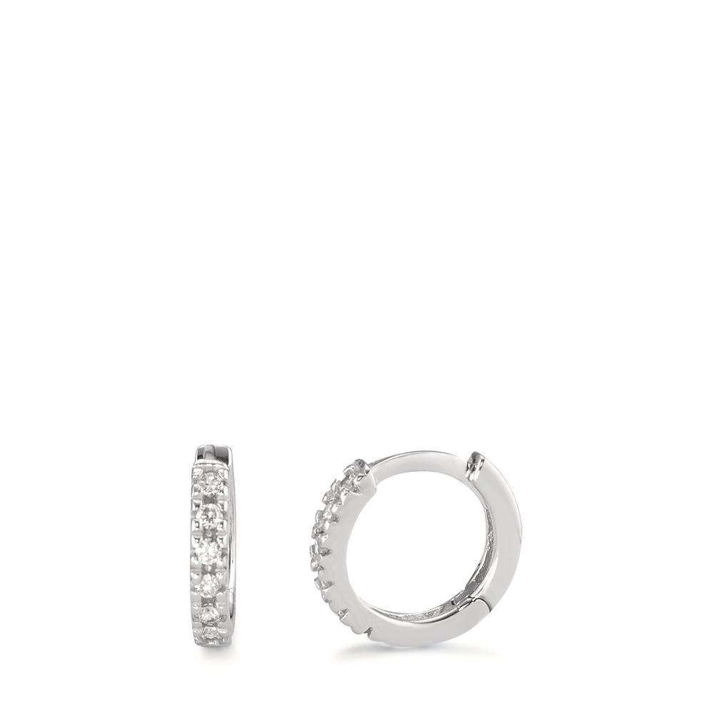Créoles à charnières Or blanc 18K Zircone 12 Pierres-590679
