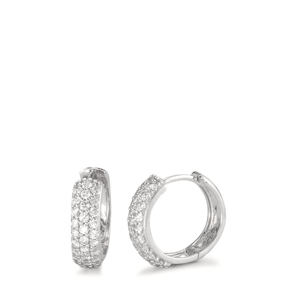 Créoles à charnières Or blanc 18K Zircone-590680