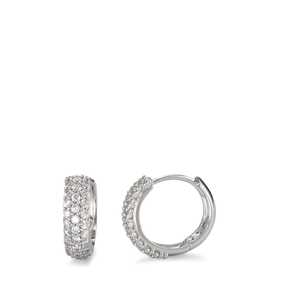 Créoles à charnières Or blanc 18K Zircone-590681