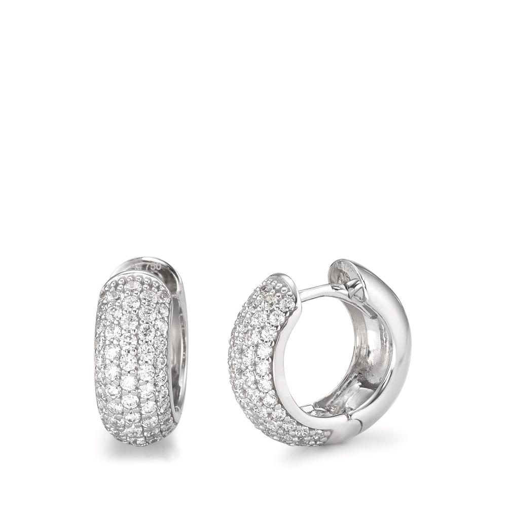 Créoles à charnières Or blanc 18K Zircone-590682