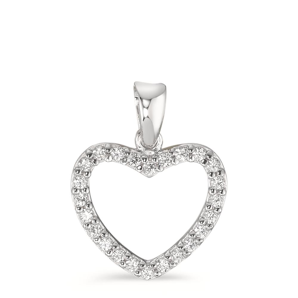 Pendentif Or blanc 18K Zircone Coeur Ø13 mm-590693