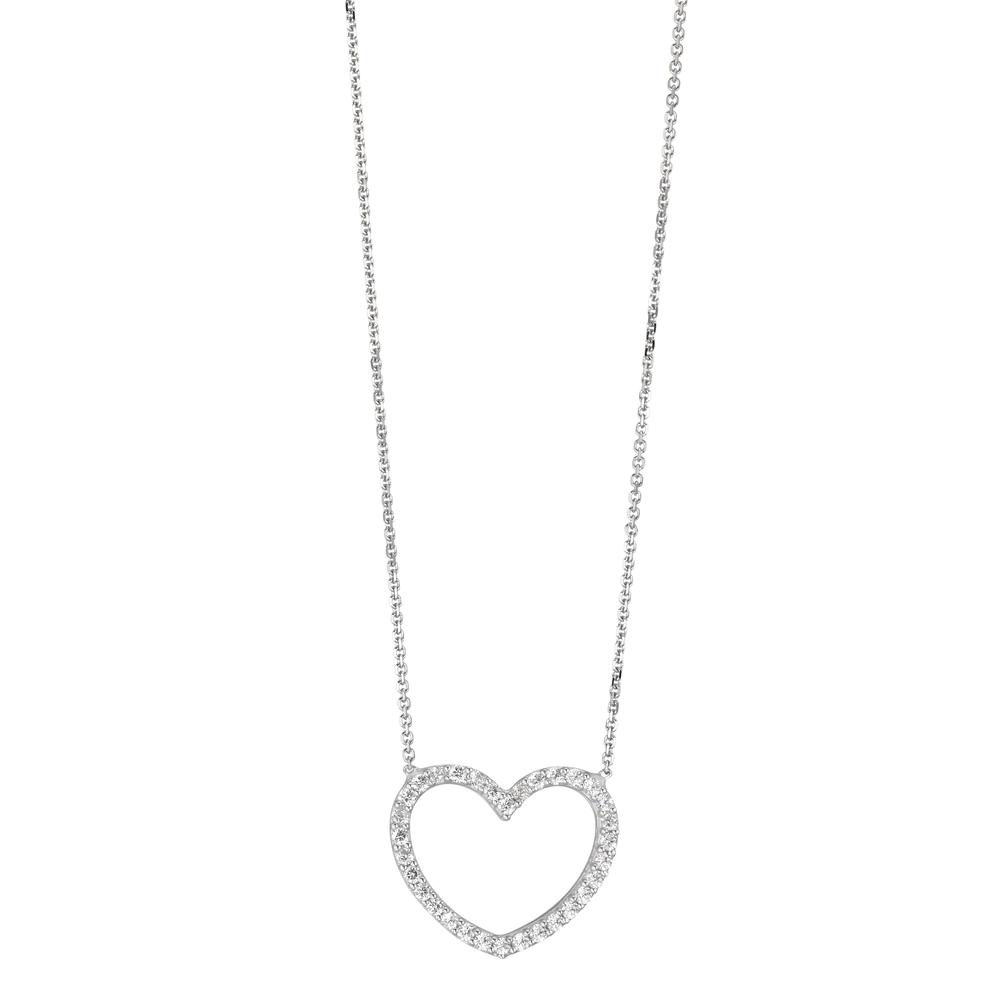 Collier Or blanc 18K Zircone Coeur 42 cm Ø13 mm-590700