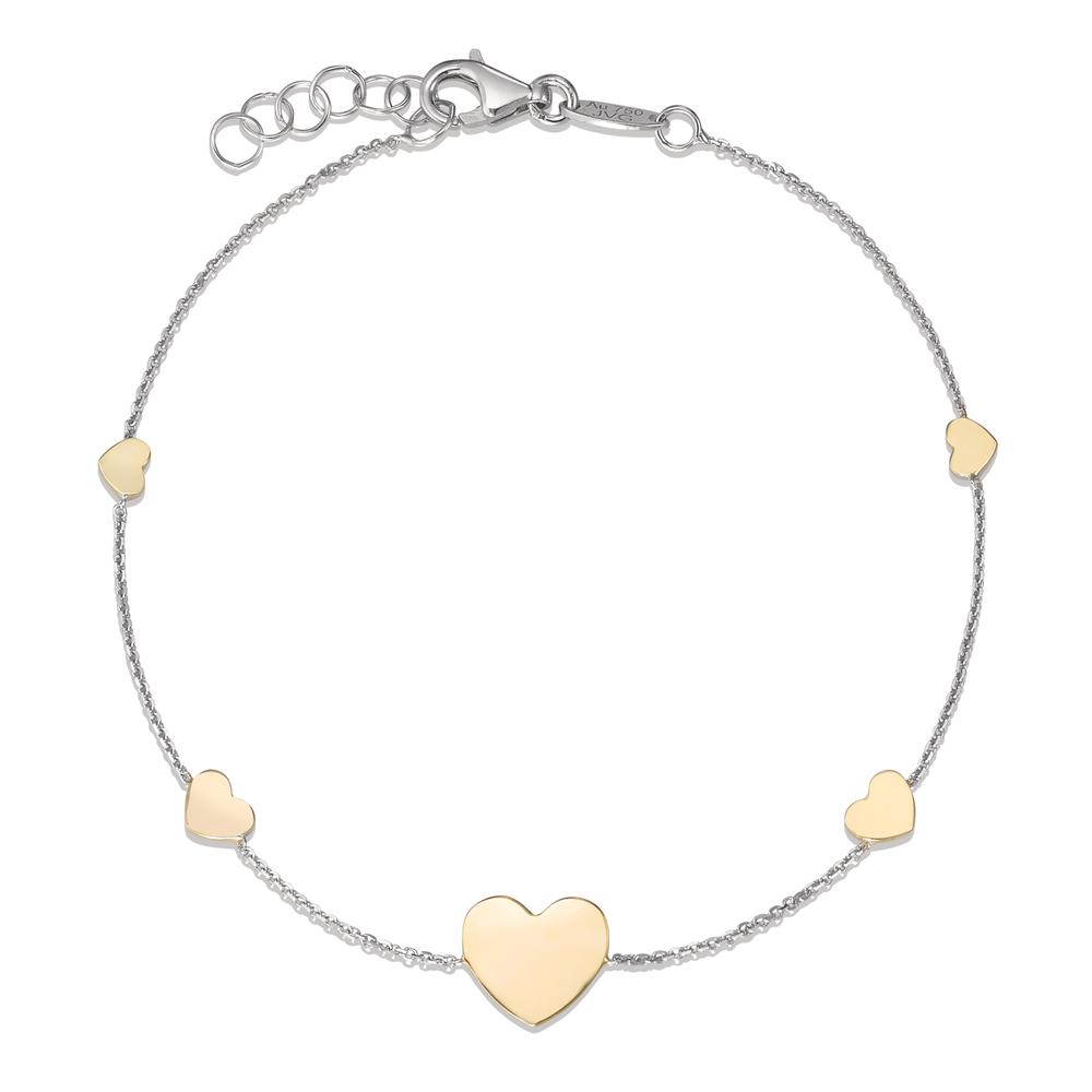 Bracelet Or blanc 18K, Or jaune 18K Coeur 17-18.5 cm-590709