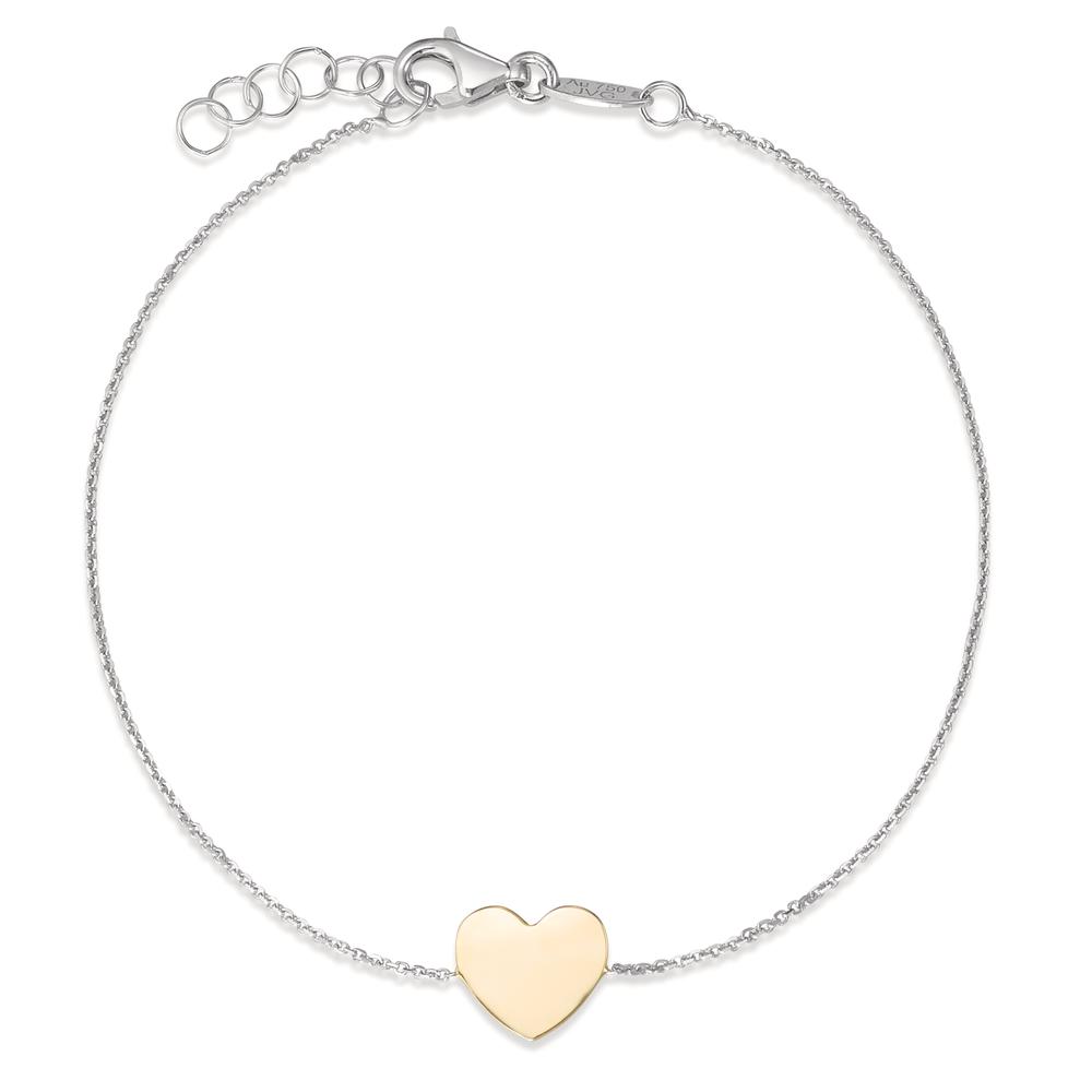 Bracelet Or blanc 18K, Or jaune 18K Coeur 17-18.5 cm-590710