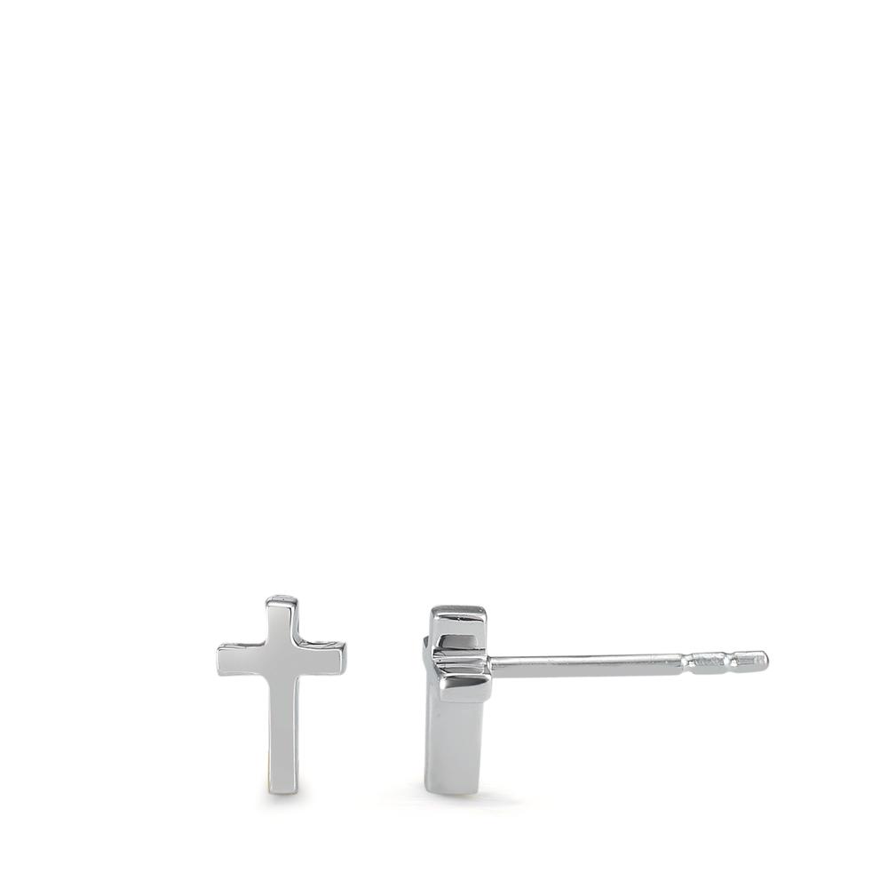 Clous d'oreilles Or blanc 18K Croix-590713