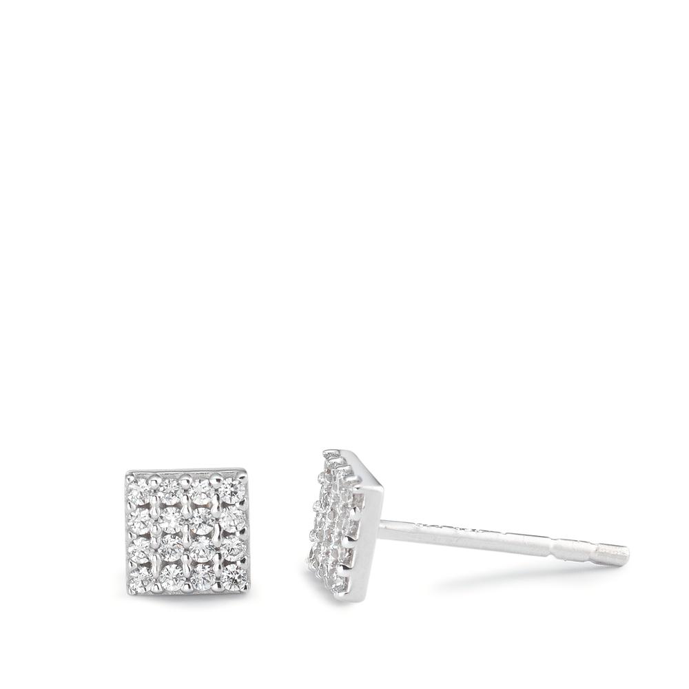 Clous d'oreilles Or blanc 18K Zircone 32 Pierres Ø4.5 mm-590738