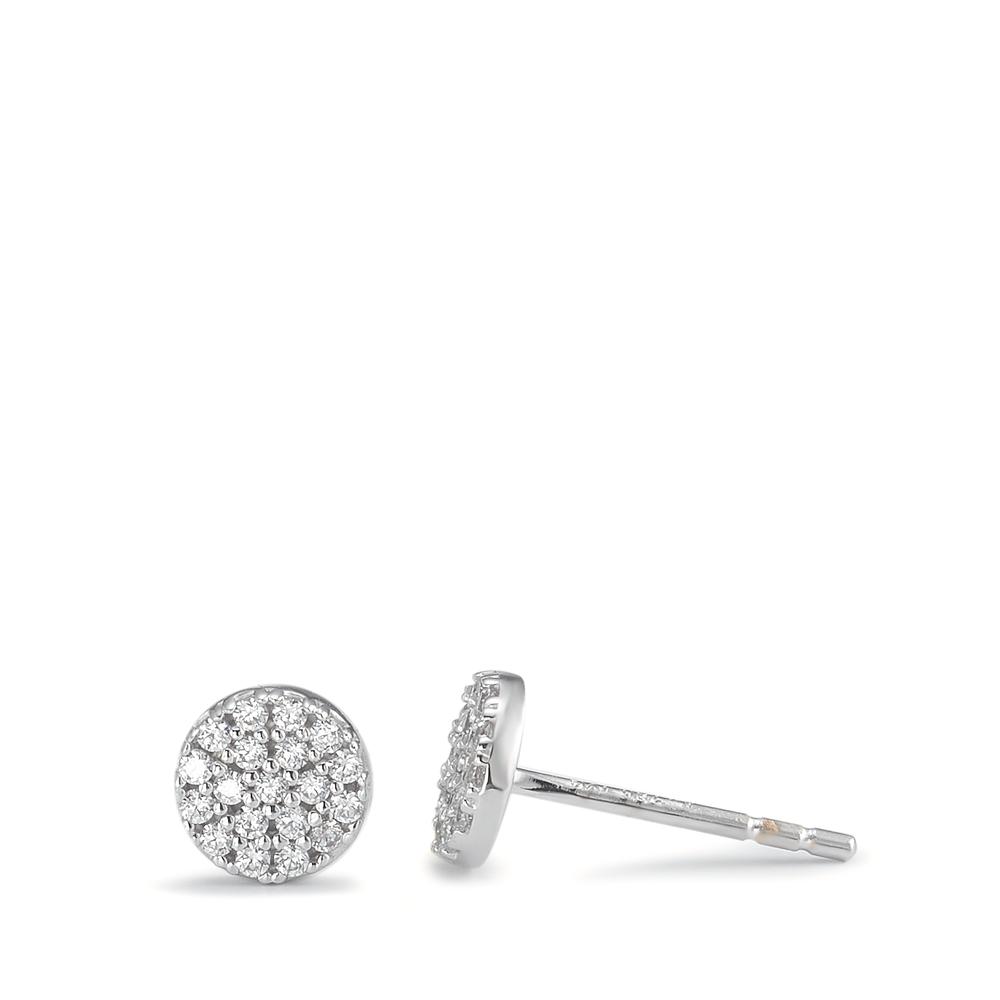 Clous d'oreilles Or blanc 18K Zircone Ø5.5 mm-590739