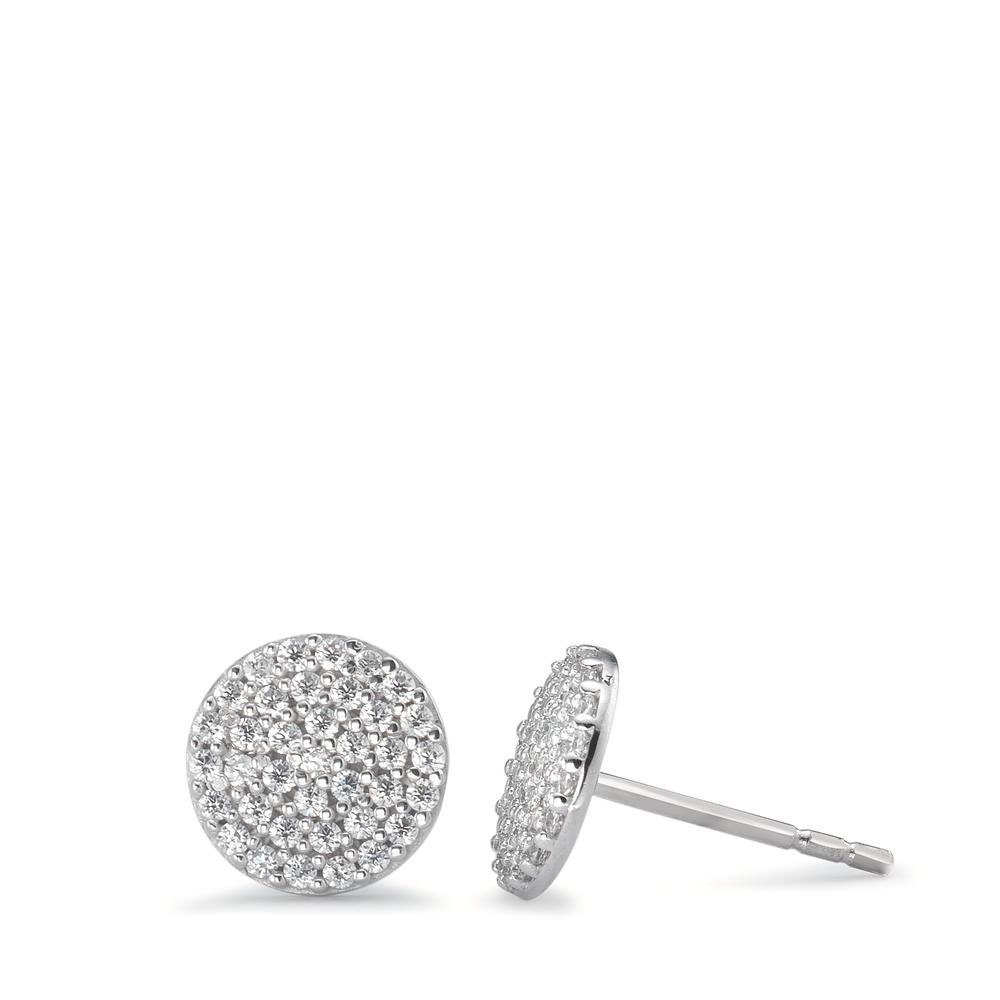 Clous d'oreilles Or blanc 18K Zircone Ø7.5 mm-590740