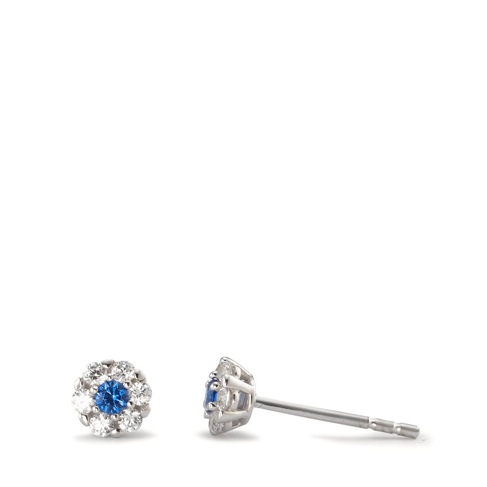 Clous d'oreilles Or blanc 18K Zircone 7 Pierres Ø4.5 mm-590751