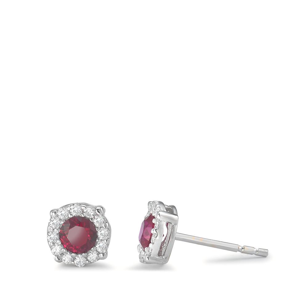 Clous d'oreilles Or blanc 9K Zircone 26 Pierres Ø6 mm-590754