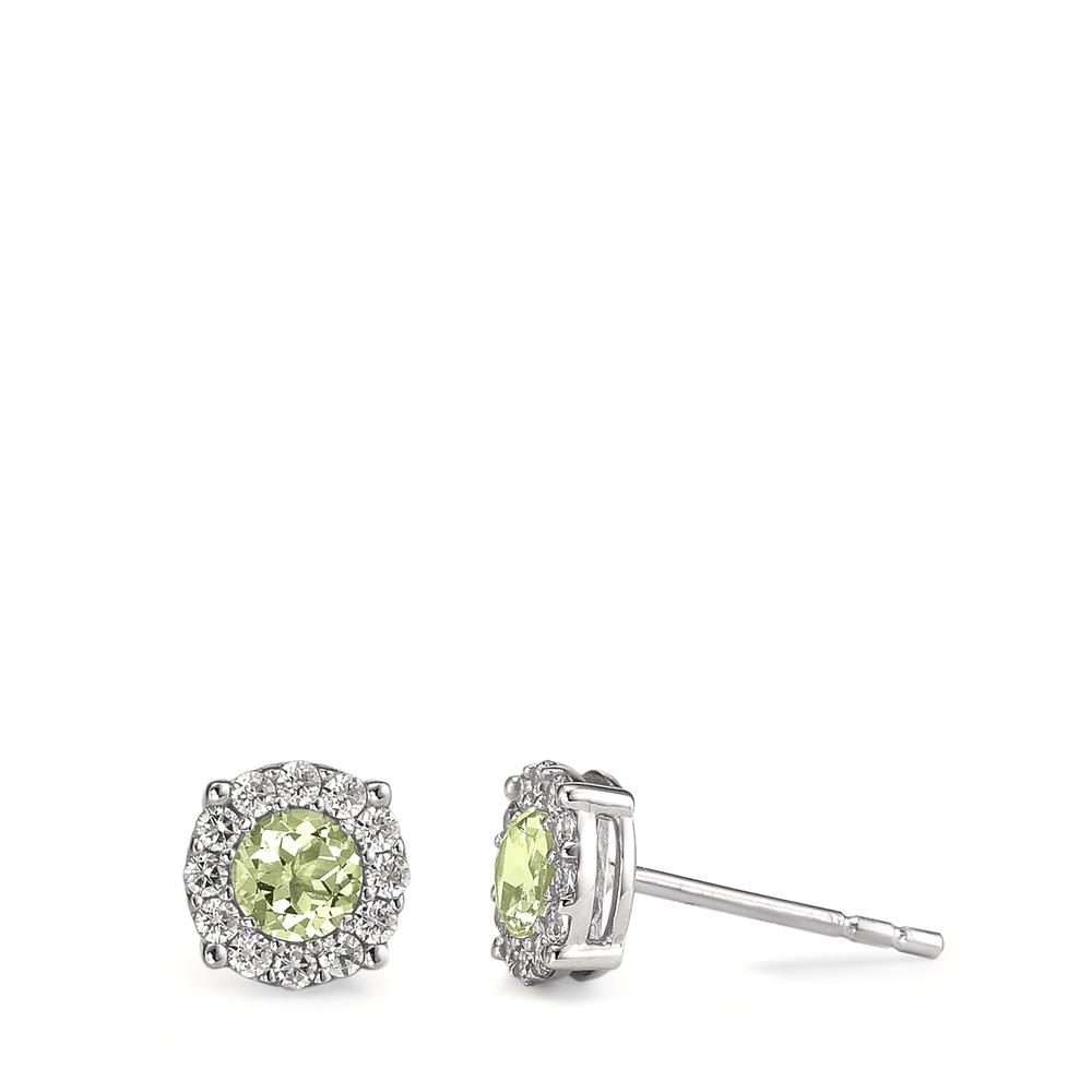 Clous d'oreilles Or blanc 9K Péridot 2 Pierres Ø6 mm-590756
