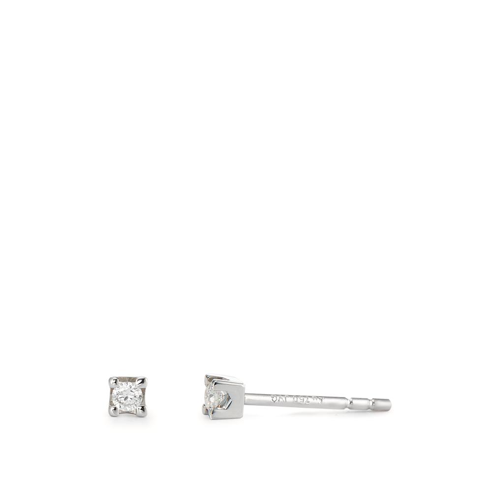 Clous d'oreilles Or blanc 18K Diamant 0.06 ct, 2 Pierres, w-si Ø2.5 mm-590765