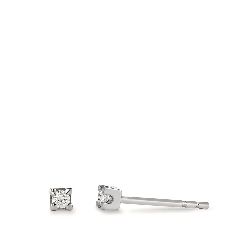 Clous d'oreilles Or blanc 18K Diamant 0.10 ct, 2 Pierres, w-si Ø2.5 mm-590767