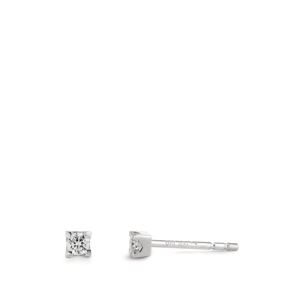 Clous d'oreilles Or blanc 18K Diamant 0.14 ct, 2 Pierres, w-si Ø3 mm-590769