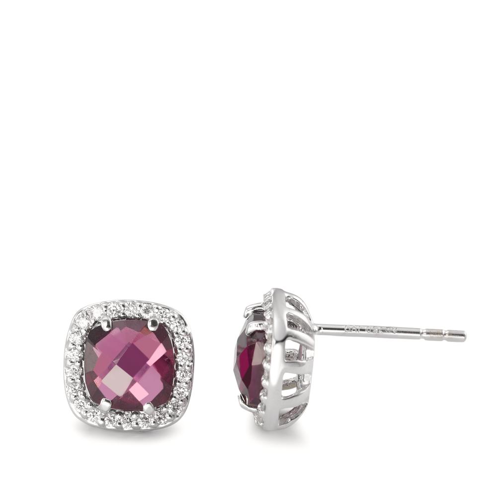 Clous d'oreilles Or blanc 18K Rhodolite Ø9 mm-590805