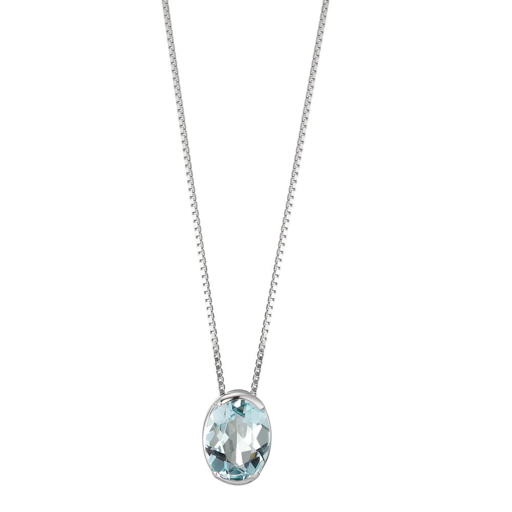 Collier Or blanc 18K Aigue-Marine 1.08 ct 39-42 cm-590823