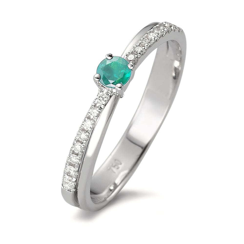 Bague Or blanc 18K Émeraude, Diamant blanc, 0.11 ct, 16 Pierres, brillant, w-si-590834