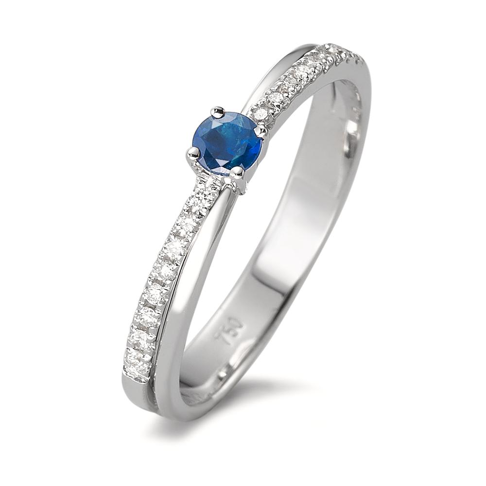 Bague Or blanc 18K Saphir, Diamant blanc, 0.11 ct, 16 Pierres, brillant, w-si-590835
