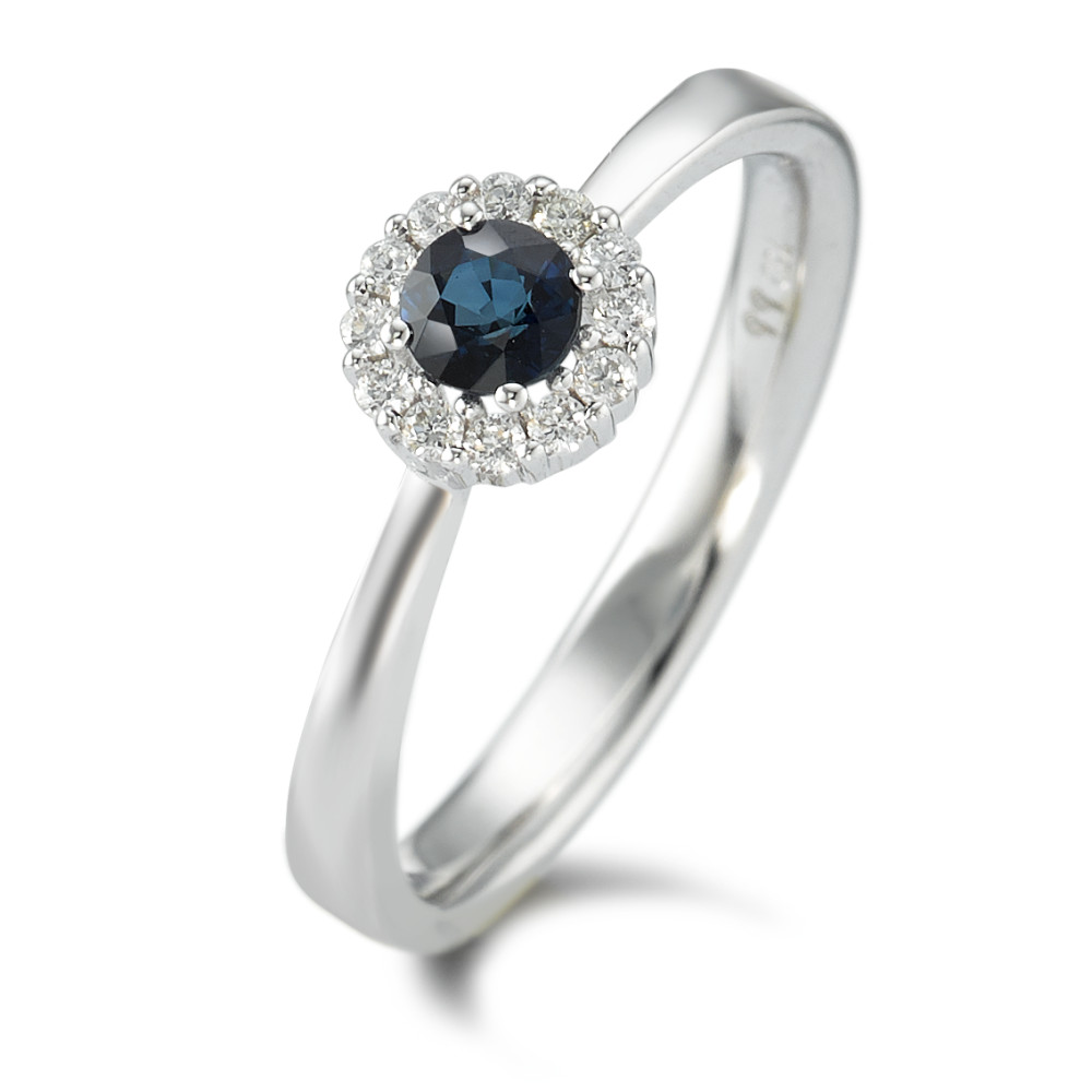 Bague Or blanc 18K Saphir 13 Pierres, Diamant blanc, 0.12 ct, 12 Pierres, w-si-590841
