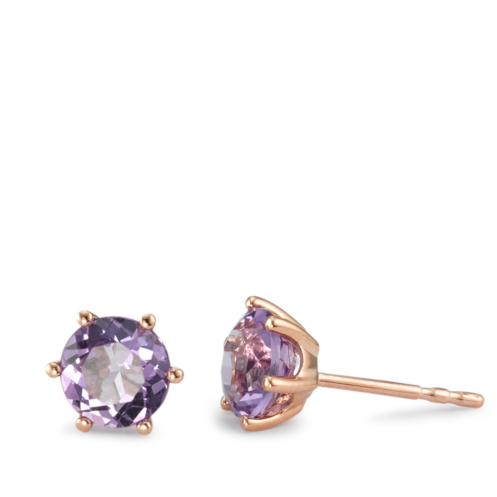 Clous d'oreilles Or rouge 18K Améthyste 2 Pierres Ø6 mm-590849