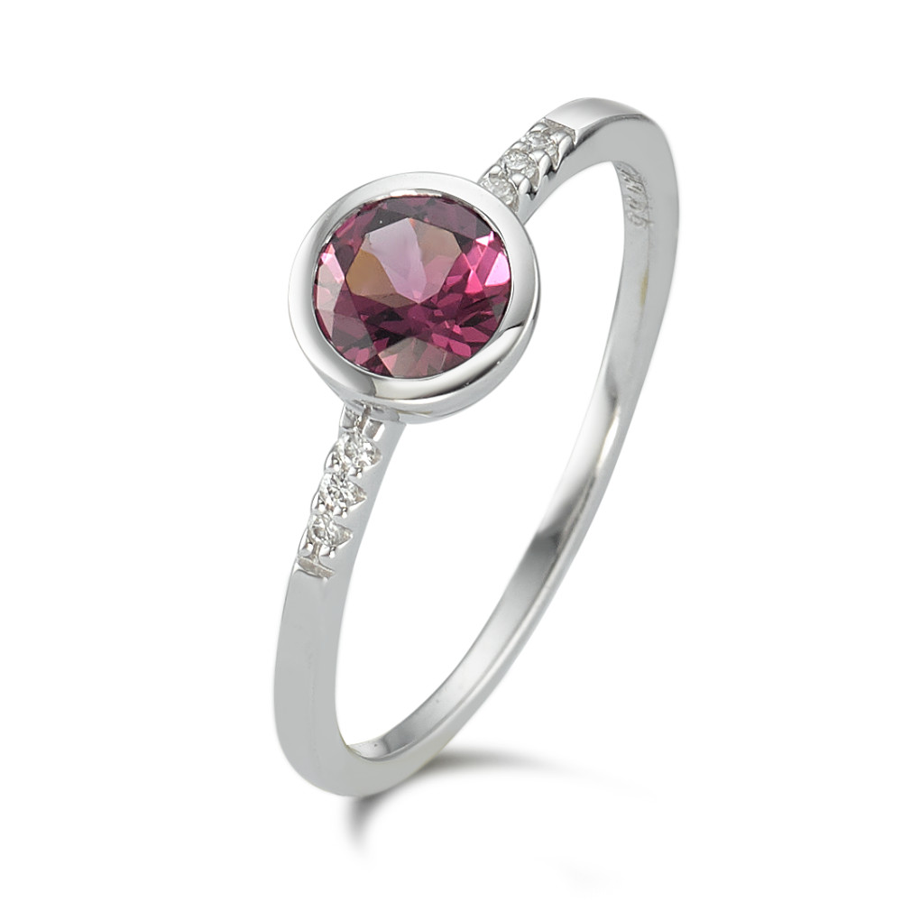 Bague Or blanc 18K Rhodolite, Diamant 0.025 ct, 6 Pierres, w-si-590853