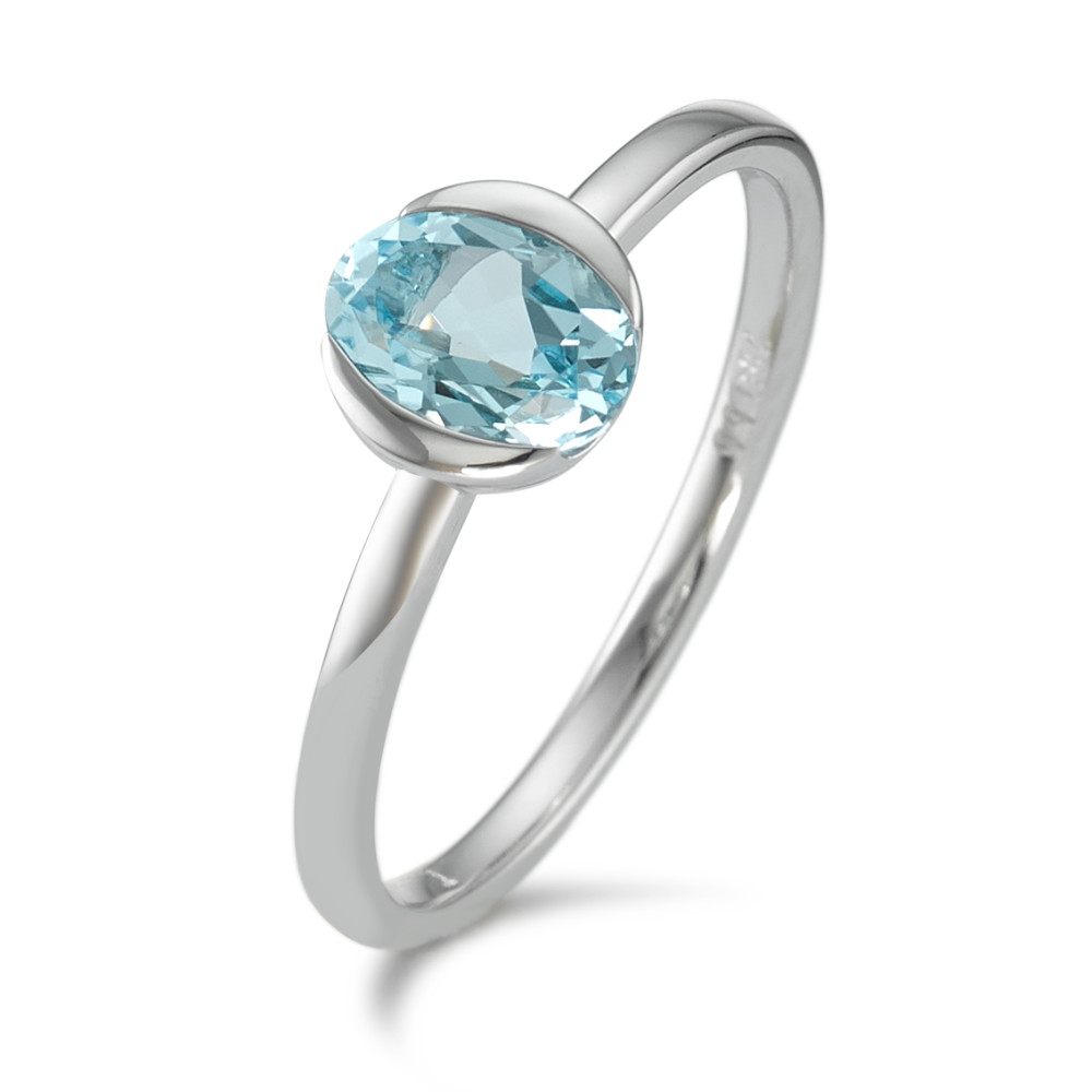 Bague Or blanc 18K Topaze bleu-590862