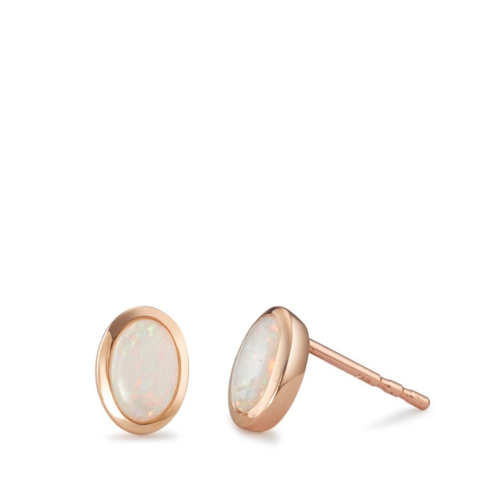 Clous d'oreilles Or rouge 18K Opale 2 Pierres-590867