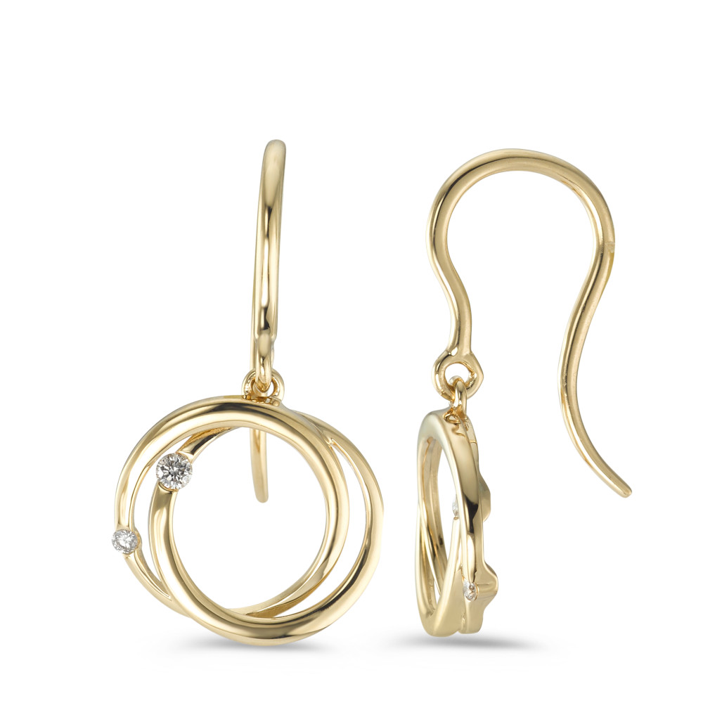 Pendant d'oreilles Or jaune 18K Diamant 0.06 ct, 4 Pierres, w-si Ø12 mm-590873