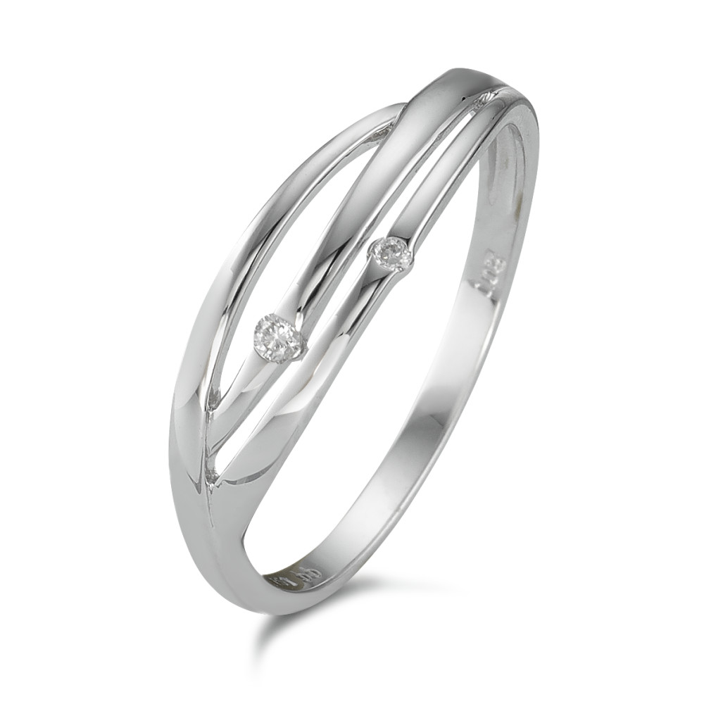 Bague Or blanc 18K Diamant 0.03 ct, 2 Pierres, w-si-590874