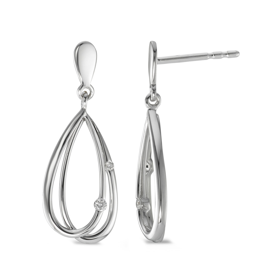 Pendant d'oreilles Or blanc 18K Diamant 0.04 ct, 4 Pierres, w-si-590876