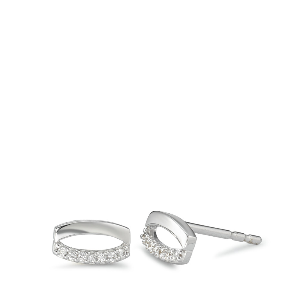 Clous d'oreilles Or blanc 18K Diamant 0.04 ct, 14 Pierres, w-si-590879