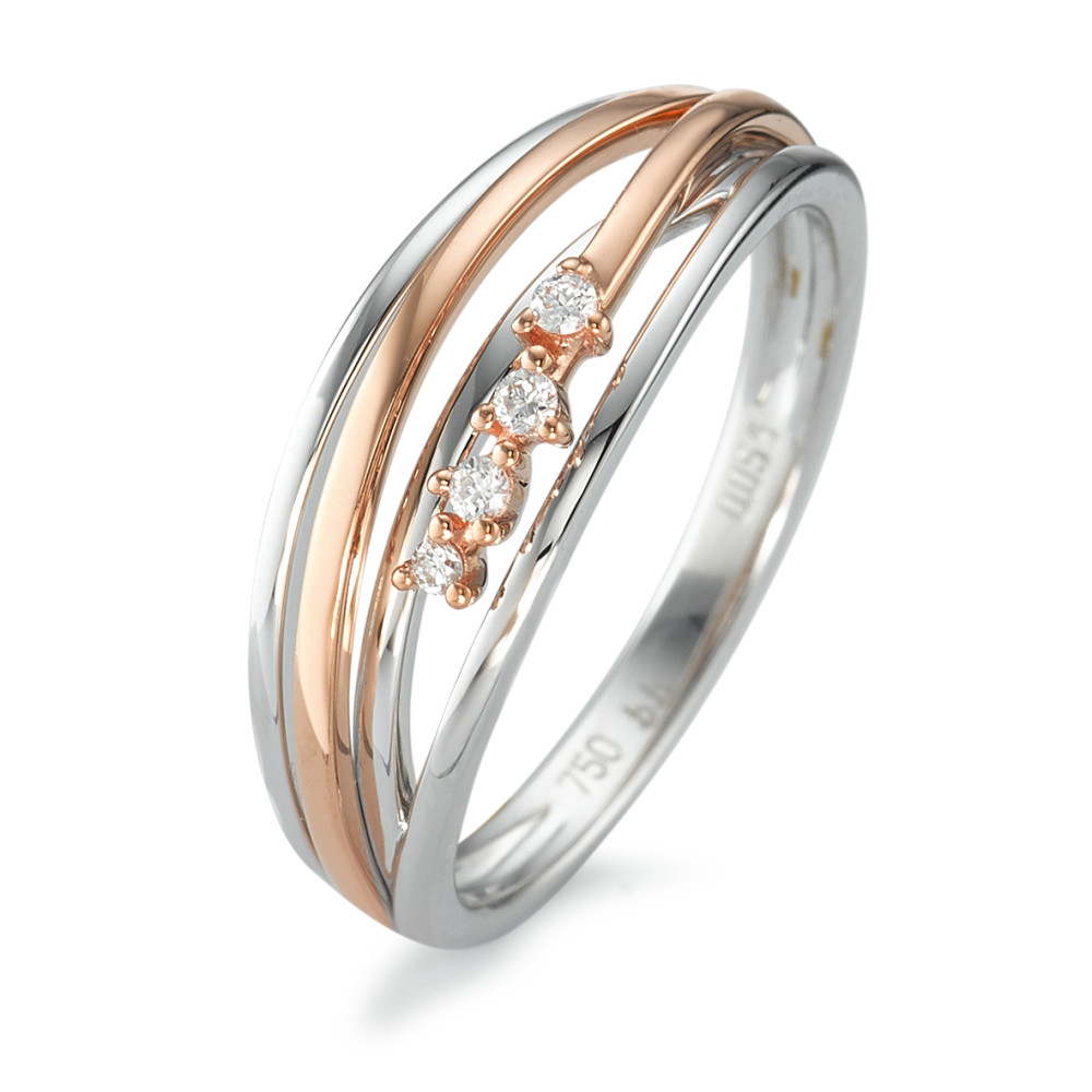 Bague Or blanc 18K, Or rouge 18K Diamant 0.055 ct, 4 Pierres, w-si-590881