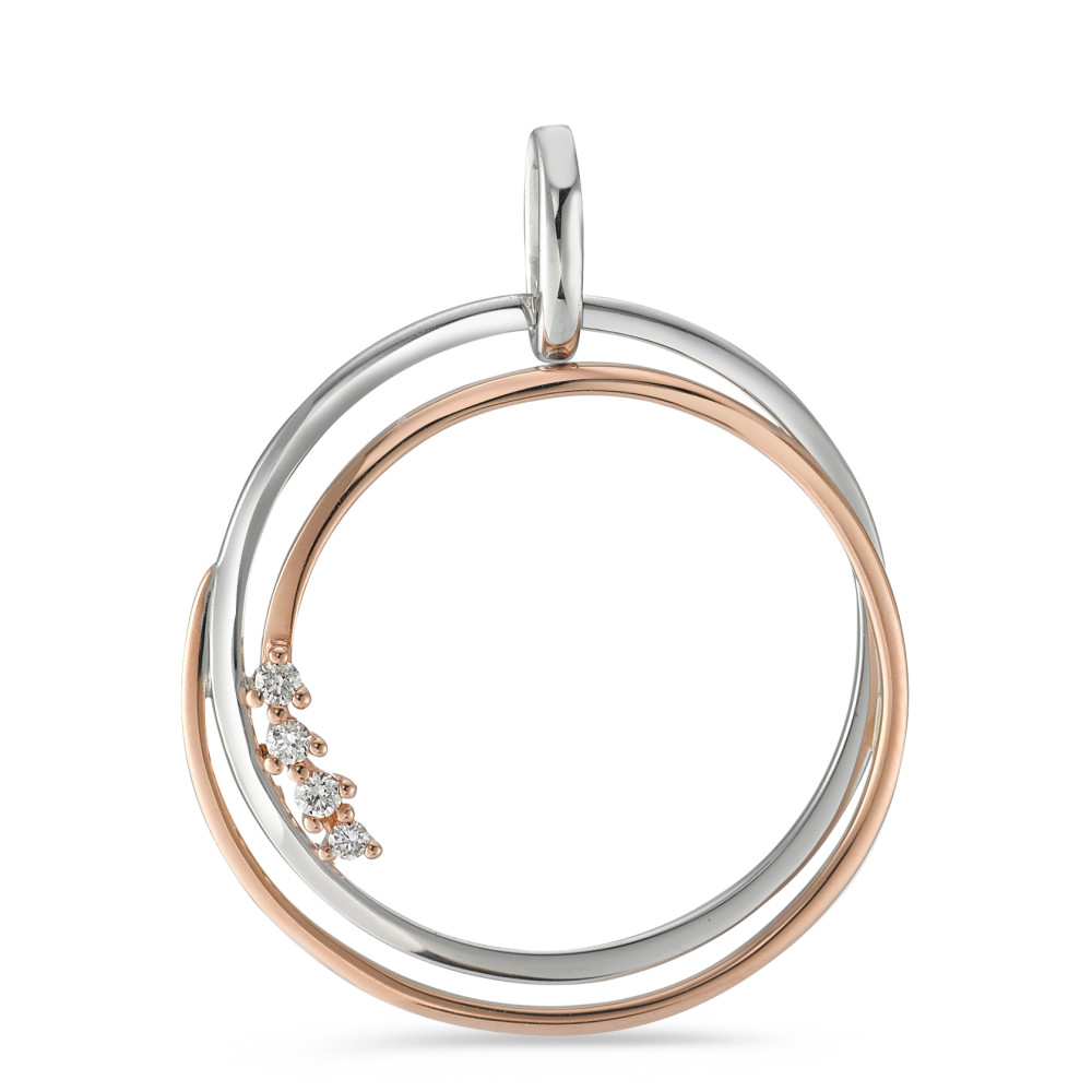 Pendentif Or blanc 18K, Or rouge 18K Diamant 0.055 ct, 4 Pierres, w-si Ø22 mm-590882