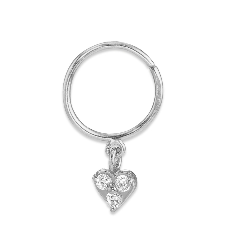 Anneau de nez Or blanc 18K Zircone 3 Pierres Coeur Ø4.5 mm-590923