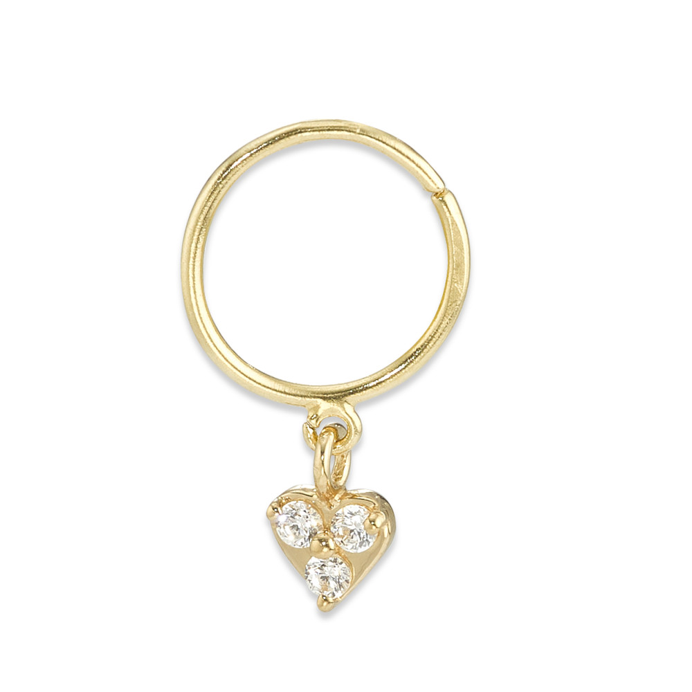 Anneau de nez Or jaune 18K Zircone 3 Pierres Coeur Ø4.5 mm-590958