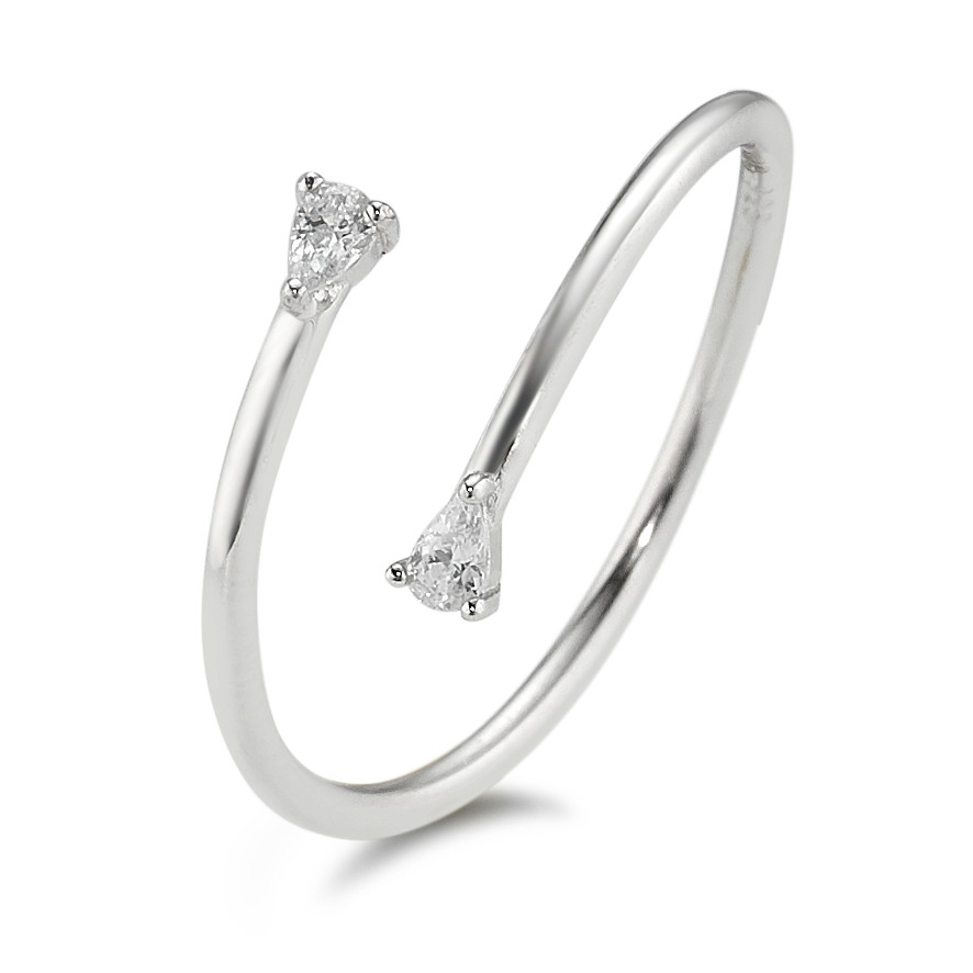 Bague Argent Zircone 2 Pierres Rhodié-591063