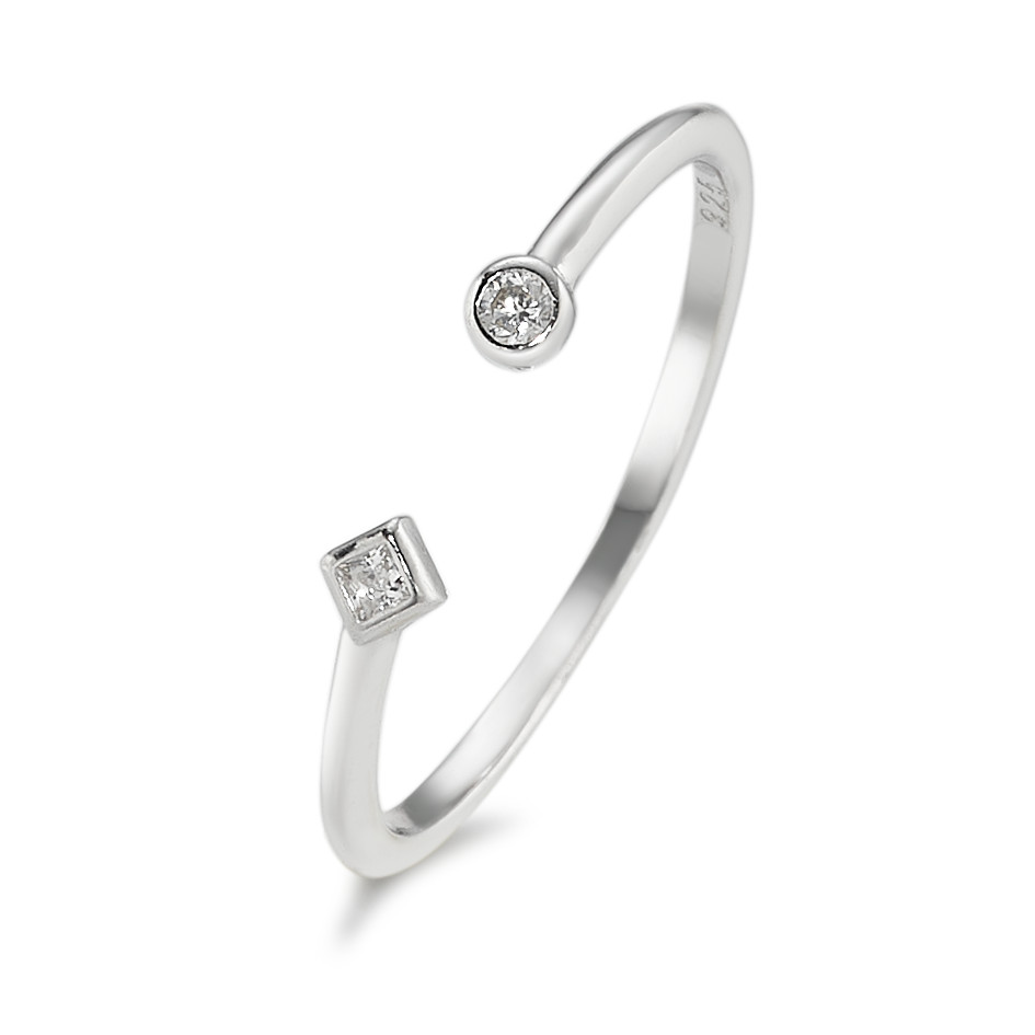 Bague Argent Zircone 2 Pierres Rhodié-591066