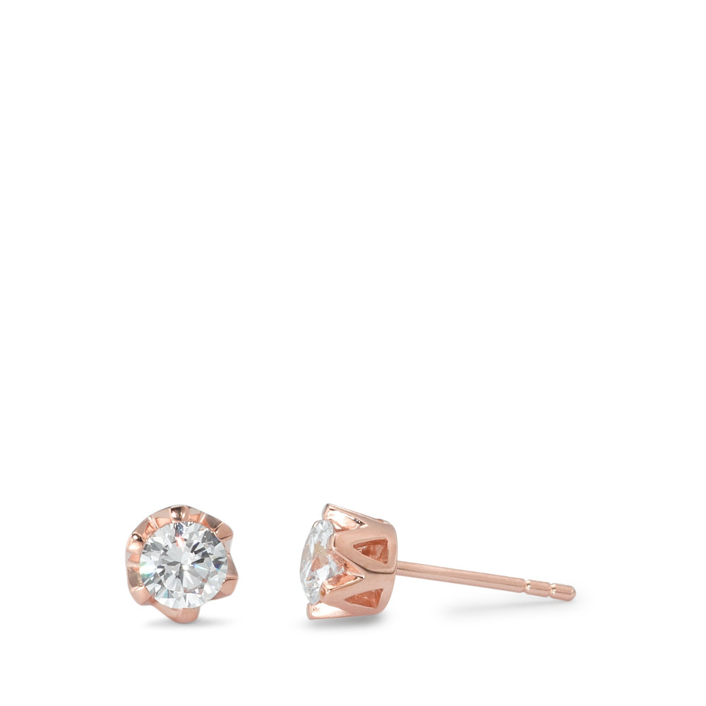 Clous d'oreilles Argent Zircone 2 Pierres rosé Plaqué or Ø6 mm-591168