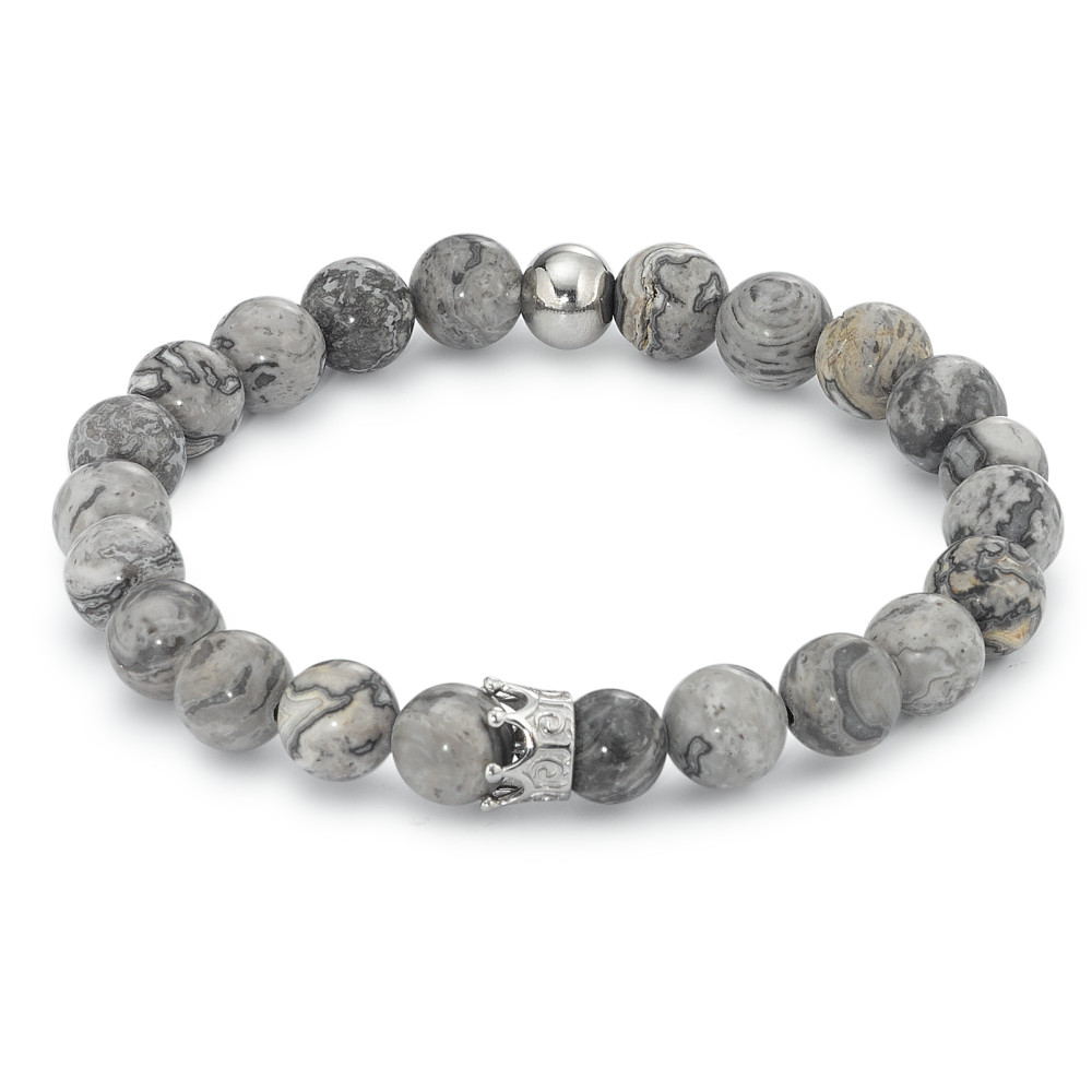 Bracelet Acier inoxydable Agate gris Couronne 20 cm Ø8.5 mm-591212