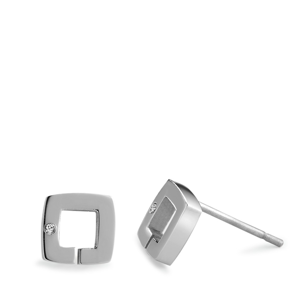 Clous d'oreilles Acier inoxydable Diamant 0.01 ct, 2 Pierres, p1 Ø7 mm-591522