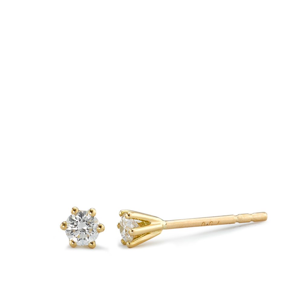 Clous d'oreilles Or jaune 18K Diamant 0.15 ct, 2 Pierres, w-si Ø3 mm-591664