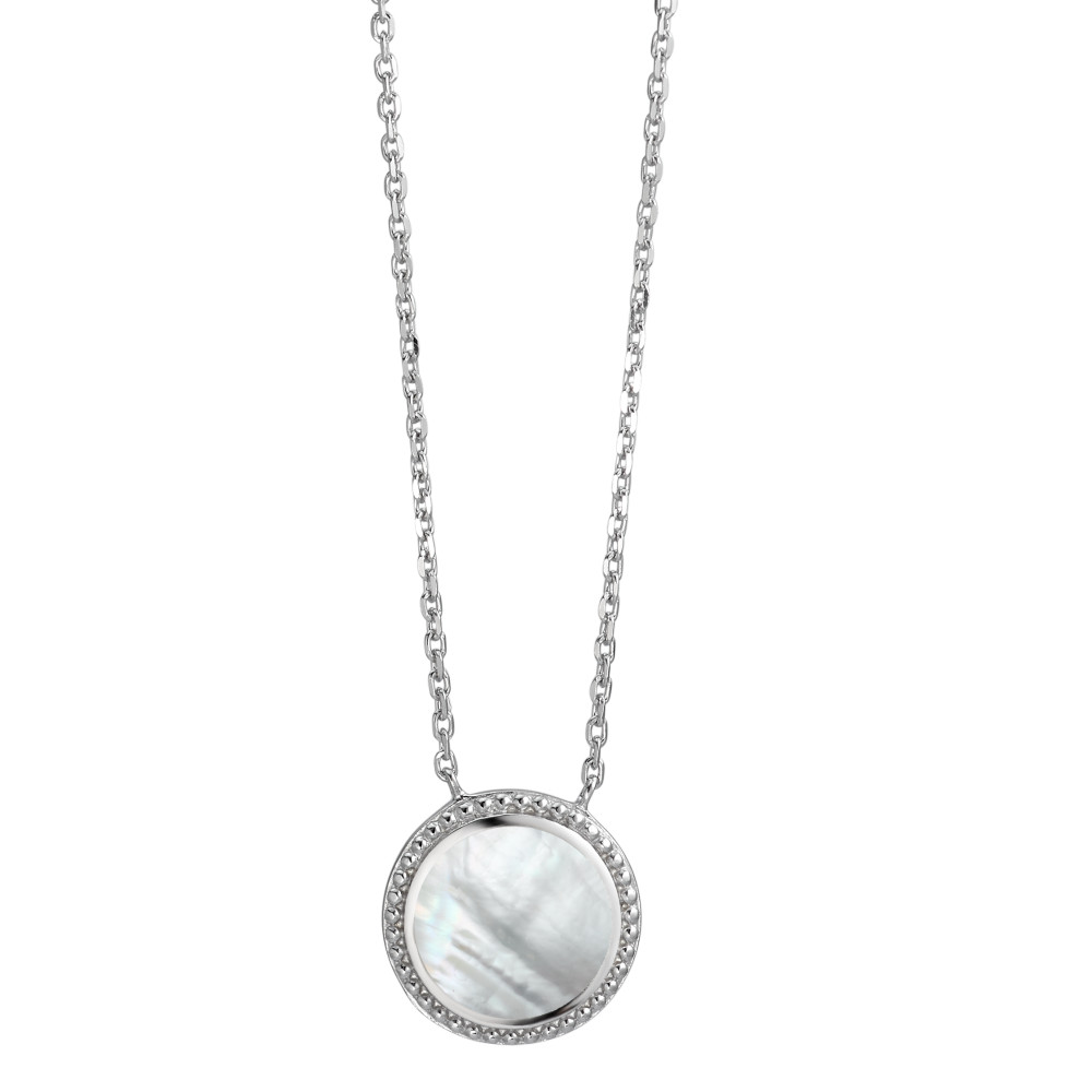 Collier Silber rhodiniert Perlmutt 40-45 cm verstellbar Ø13 mm-591699