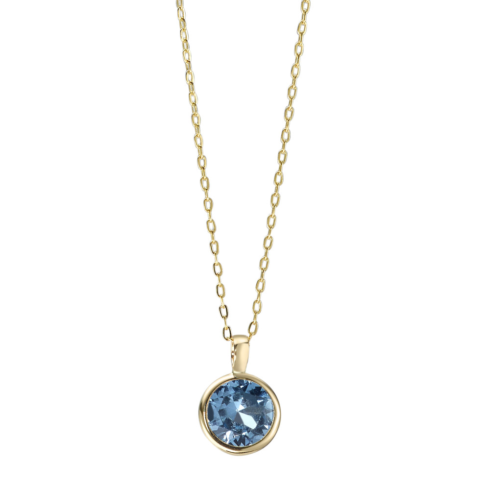 Collier Or jaune 14K Zircone bleu 40-42 cm-591896