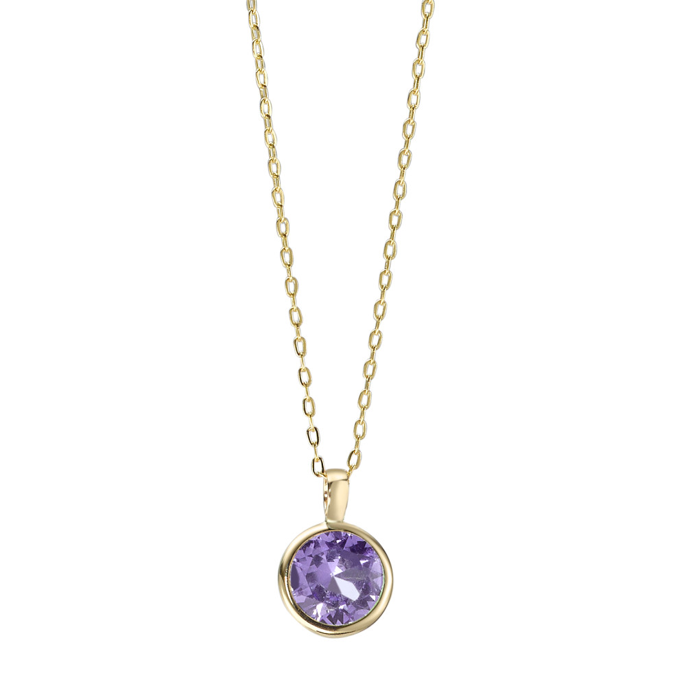 Collier Or jaune 14K Zircone violet 40-42 cm-591898